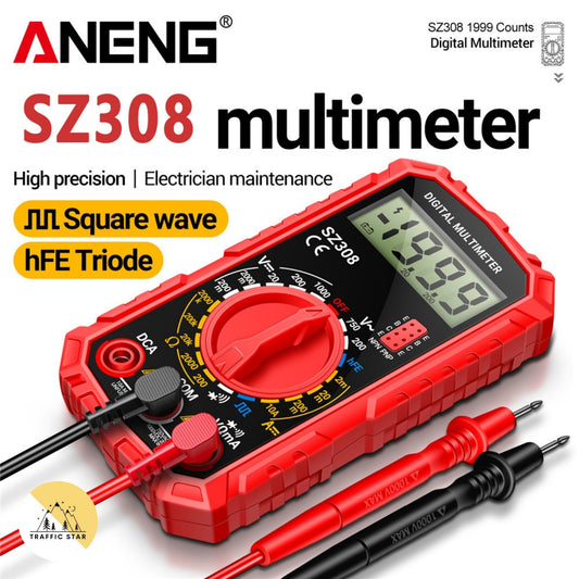 Aneng SZ308 Digital Multimeter Resistance Meter, AC/DC Current Meter LCD Backlight Ohm Square Wave Test