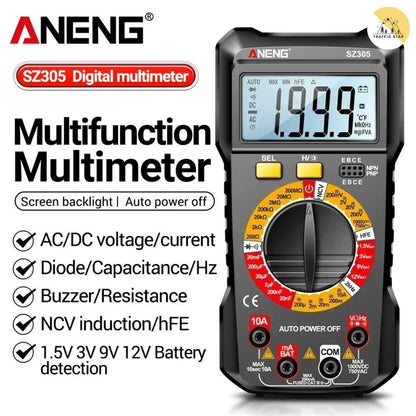 ANENG SZ305 Professional Multimeter 1999 Counts AC/DC Voltage Tester Ammeter Capacitor hFE Triode Hz Detector Electrician Tools