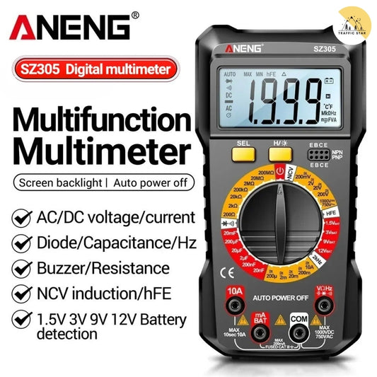 ANENG SZ305 Professional Multimeter 1999 Counts AC/DC Voltage Tester Ammeter Capacitor hFE Triode Hz Detector Electrician Tools