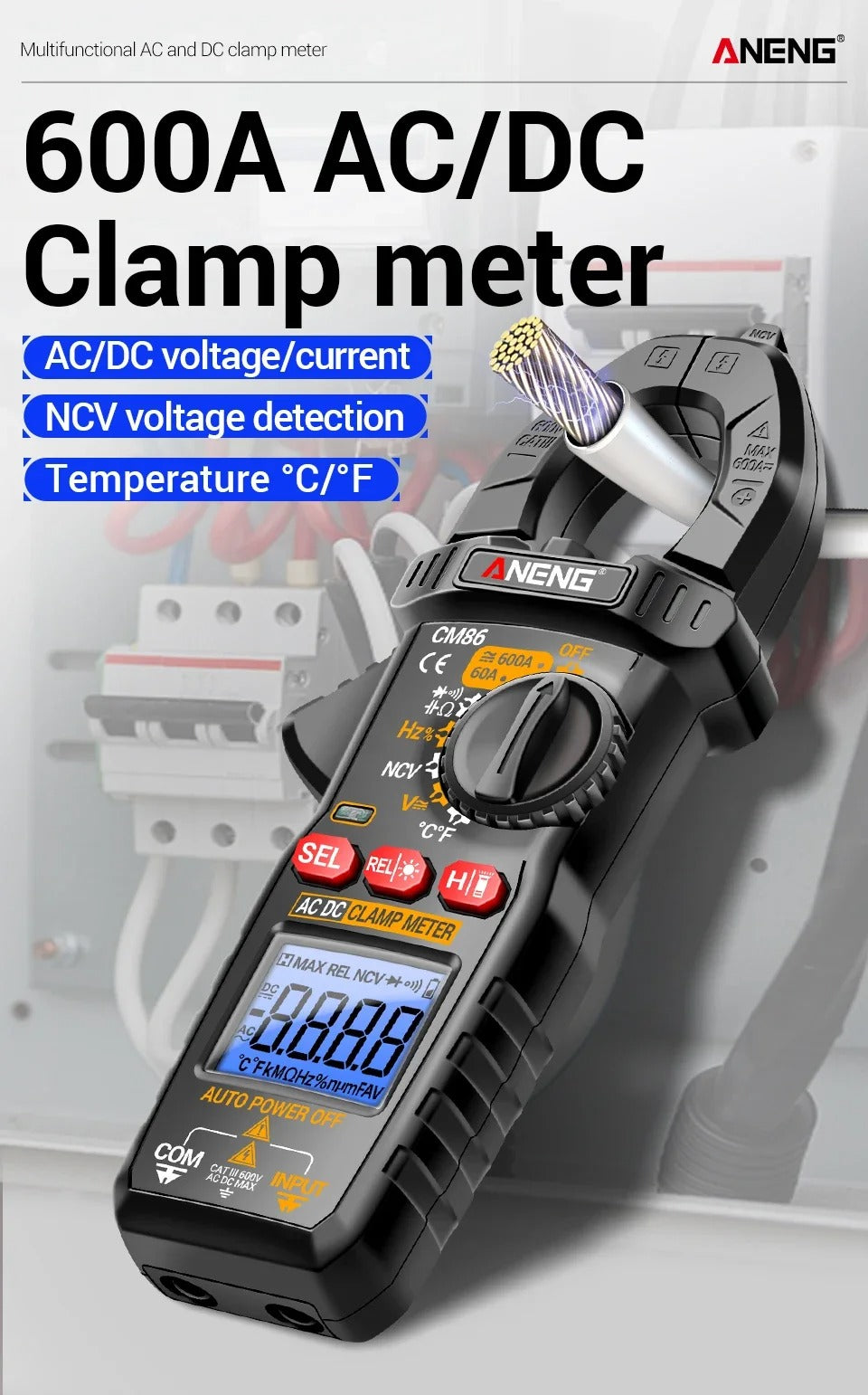 ANENG CM86 Clamp Meter 600A AC/DC Voltage Diode Digital Multimeter NCV Voltage Detection Professional Electrician Tools