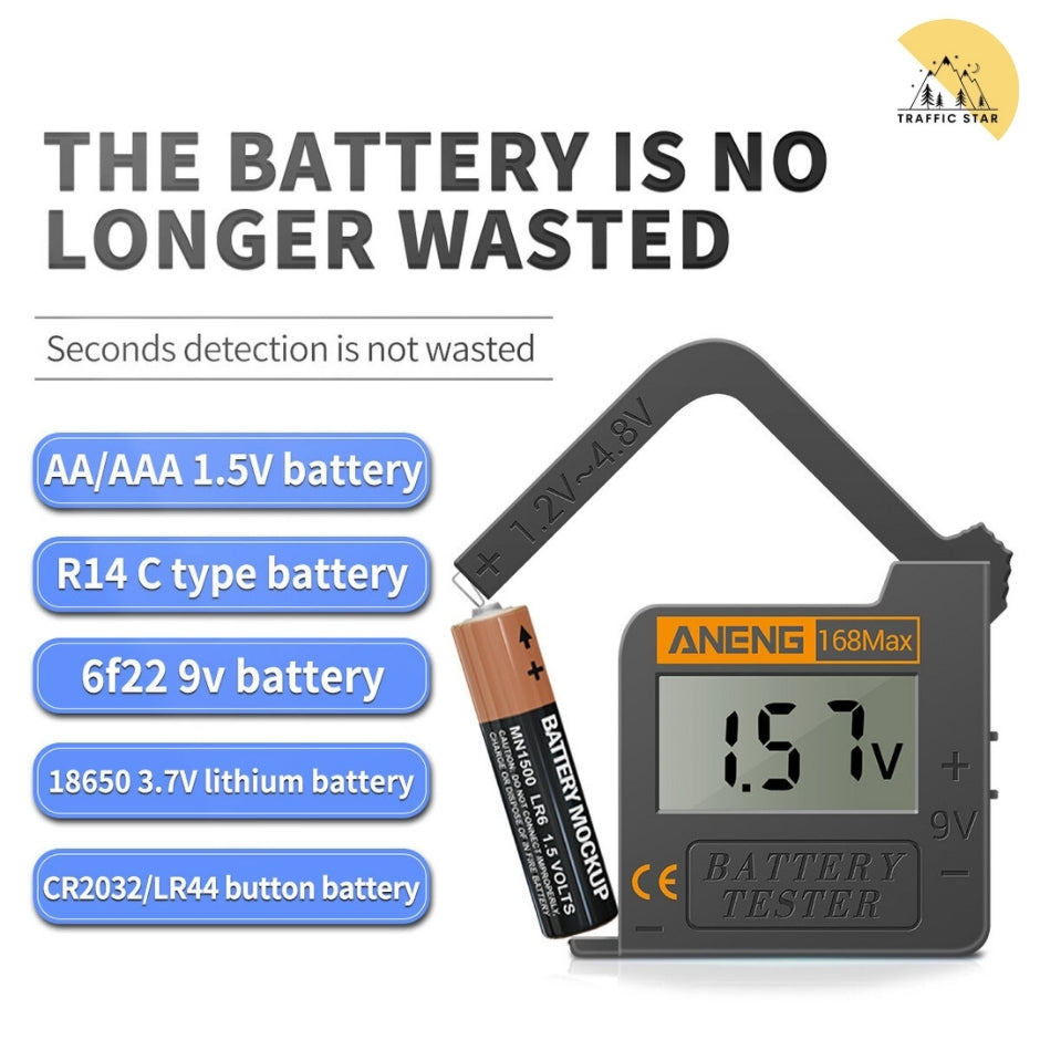 Aneng 168Max Digital Lithium Battery Tester, Battery Voltage Tester Check Battery Capacity Universal Testing Tool