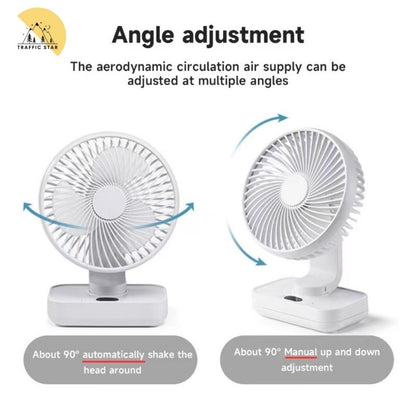Mini Portable Table Fan LED Display Auto Rotating