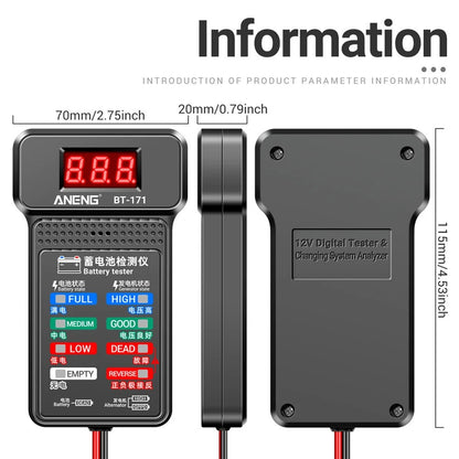 Battery Tester Monitor BT-171 Status Indicator Internal Resistance Capacity 12V Car Detector