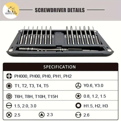 Multifunctional 30 in 1 precision screwdriver set Extended S2 screwdriver bit
