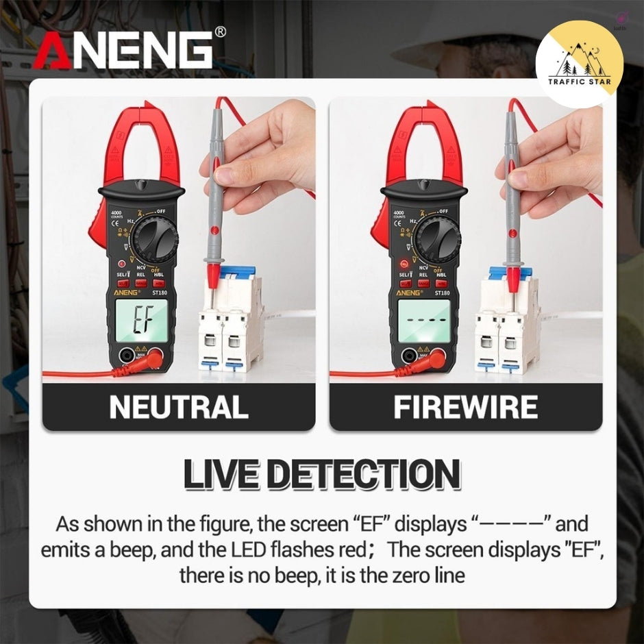 Aneng ST180 4000 Counts Digital Clamp Meter, Multimeter Ammeter Car Voltage Tester Amp Hz with Capacitance NCV OHM Tool