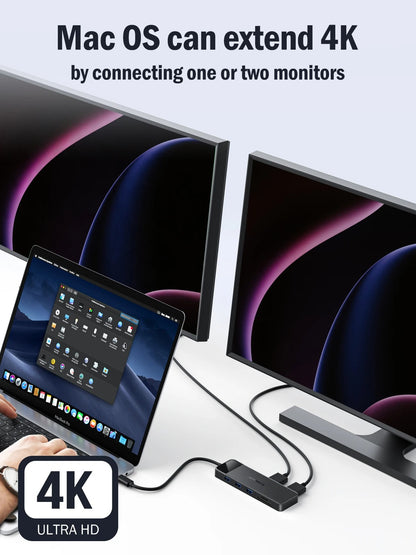 Lemorele USB-C Dock 10 Ports USB Type C to Dual HDMI 4K 30Hz VGA USB 3.0 Adapter PD100W SD Card Reader for MacBook