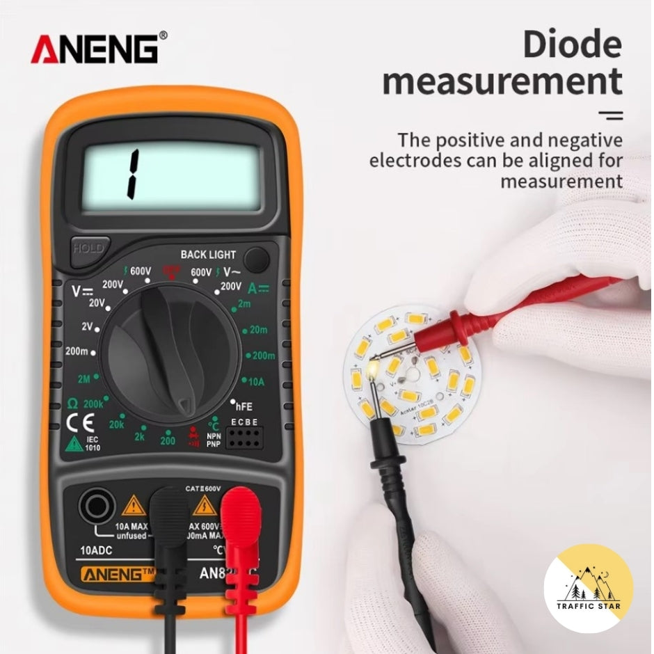 Aneng AN8205C Digital Multimeter AC/DC Ammeter Volt Ohm Multimeter Tester with LCD Backlight Portable