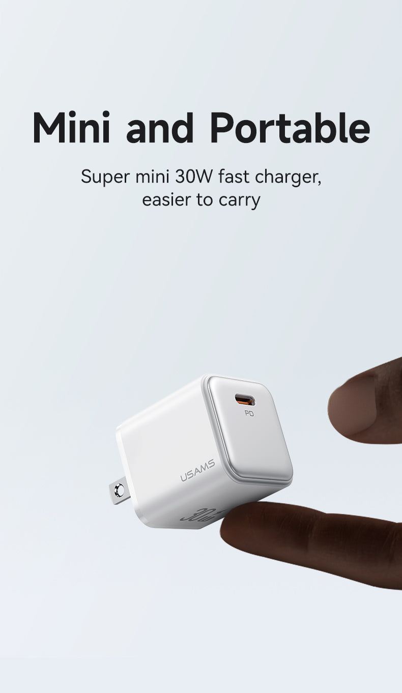 USAMS PD20W/30W Type-C Fast Charger PD3.0 QC4.0 2 Pin US Plug