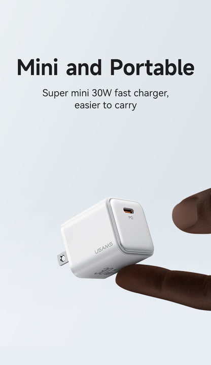 USAMS PD20W/30W Type-C Fast Charger PD3.0 QC4.0 2 Pin US Plug