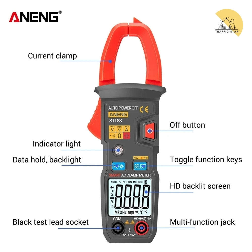 ANENG ST183 Digital Multimeter AC Current 6000 Counts True RMS DC/AC Voltage Tester Hz Capacitance NCV Ohm Test
