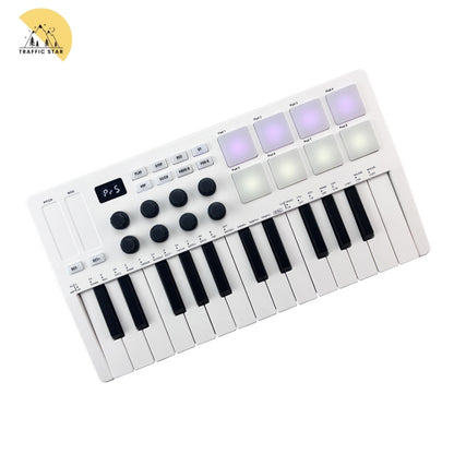 25-Key MIDI Controller Portable Mini Keyboard USB Piano 8 RGB Backlit Pads 8 Knobs