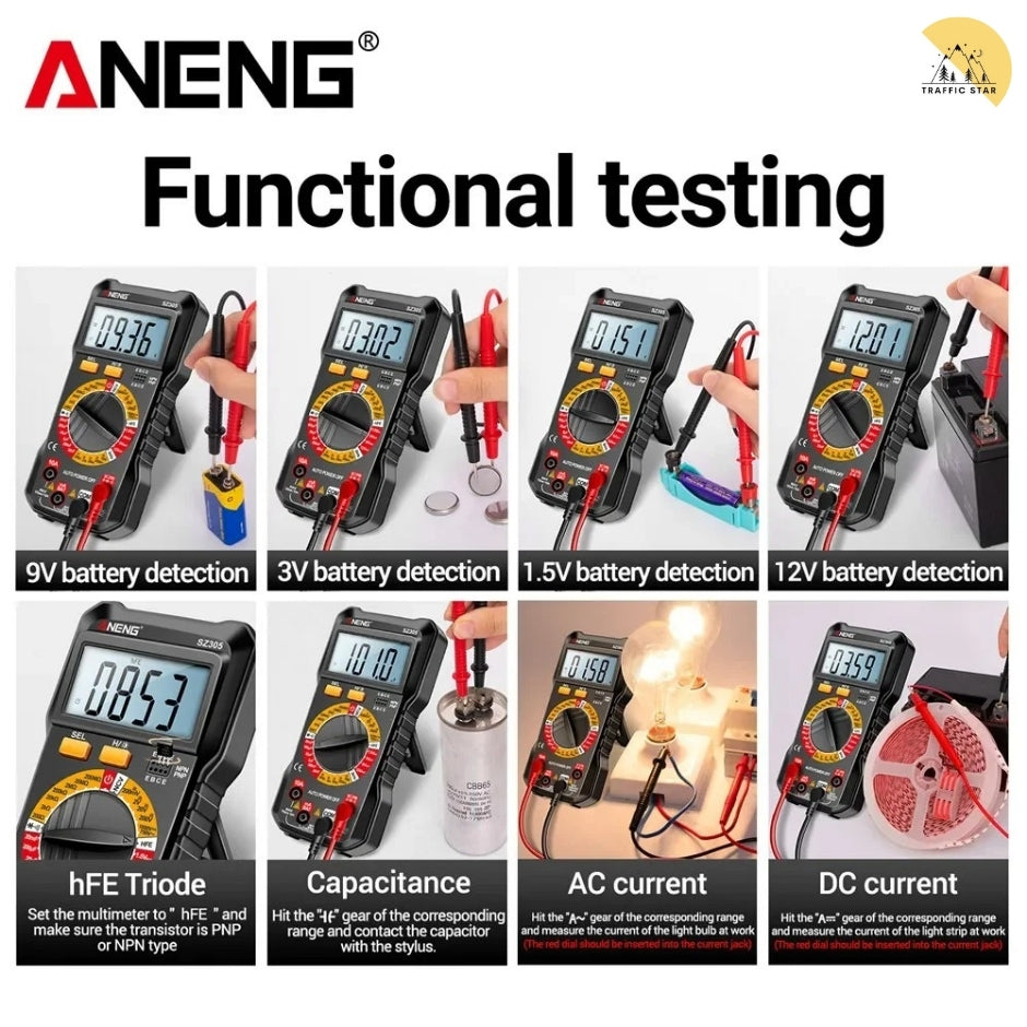 ANENG SZ305 Professional Multimeter 1999 Counts AC/DC Voltage Tester Ammeter Capacitor hFE Triode Hz Detector Electrician Tools