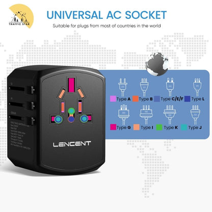 LENCENT Multi-function Universal Travel Adapter 1AC + 3 USB Ports and 1 Type C High Quality