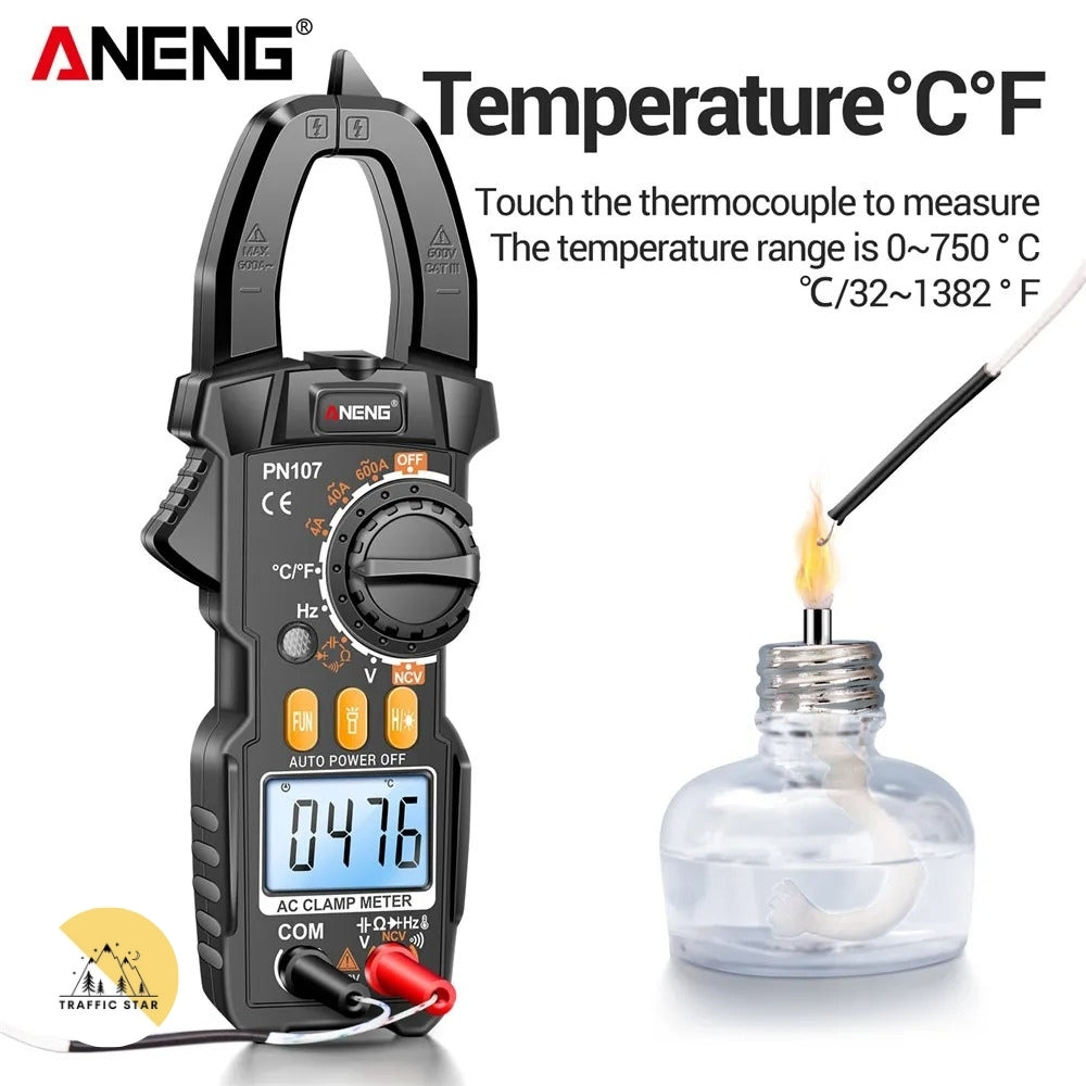 ANENG PN107 Digital Clamp Meter 600A AC Current Voltmeter Ammeter NCV Diode Temperature Frequency Professional Tool
