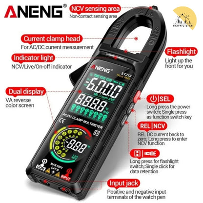 ANENG ST213 VA Clamp Meter Color Display Reverse Multimeter CAT III 6000 Counts True RMS Tester DC/AC Voltage Current Meter