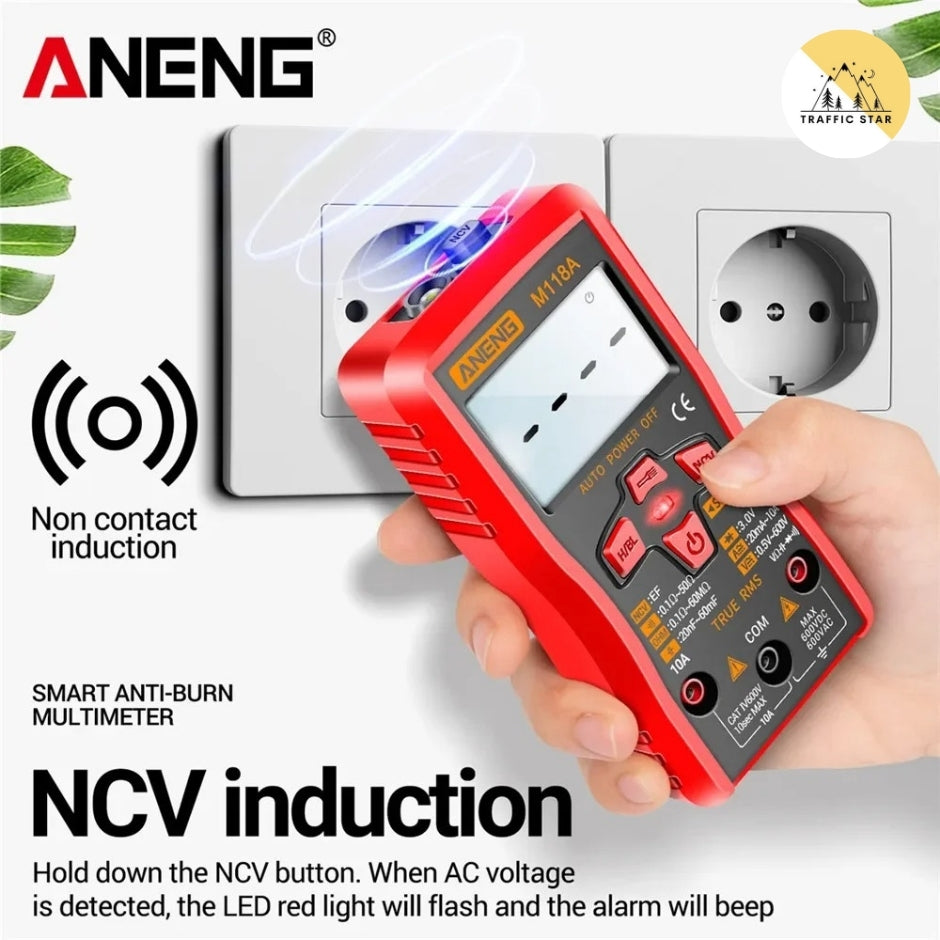 ANENG M118A Digital Mini Multimeter Tester 6000 Counts Mmultimetro True Rms Tranistor with NCV Data Hold Flashlight