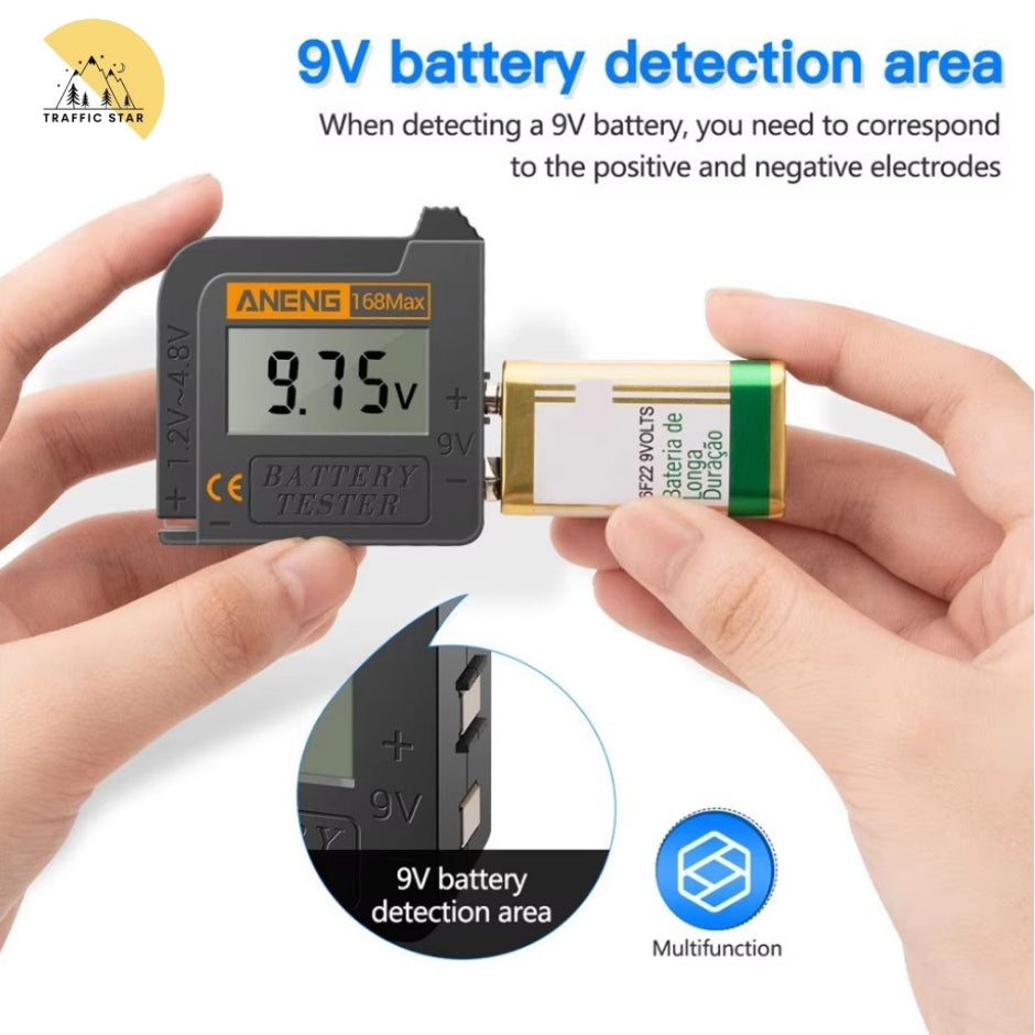 Aneng 168Max Digital Lithium Battery Tester, Battery Voltage Tester Check Battery Capacity Universal Testing Tool