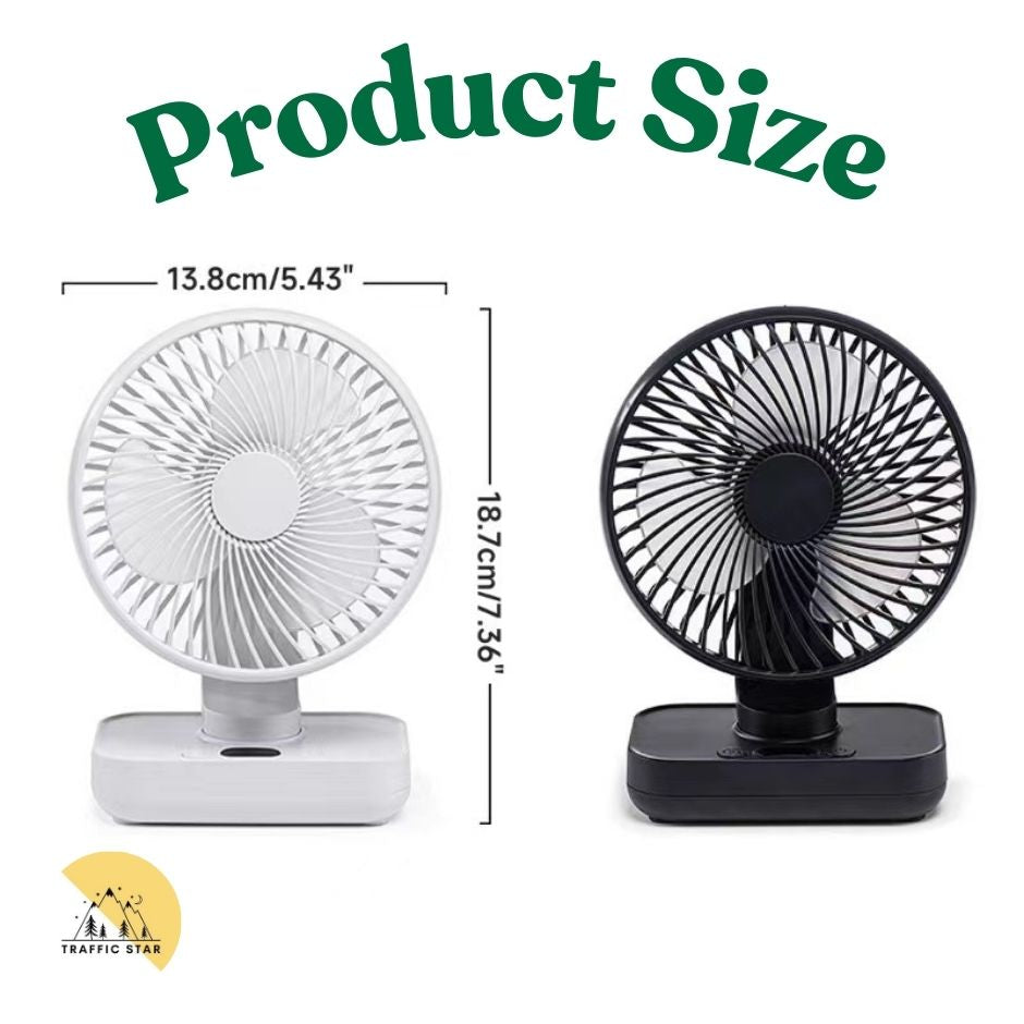 Mini Portable Table Fan LED Display Auto Rotating