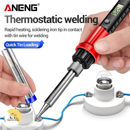 ANENG SL105 Digital Soldering Iron 110V 240V Electric Fast Welding Equipment US/EU Plug SOLDER Iron Heating Repair Tool