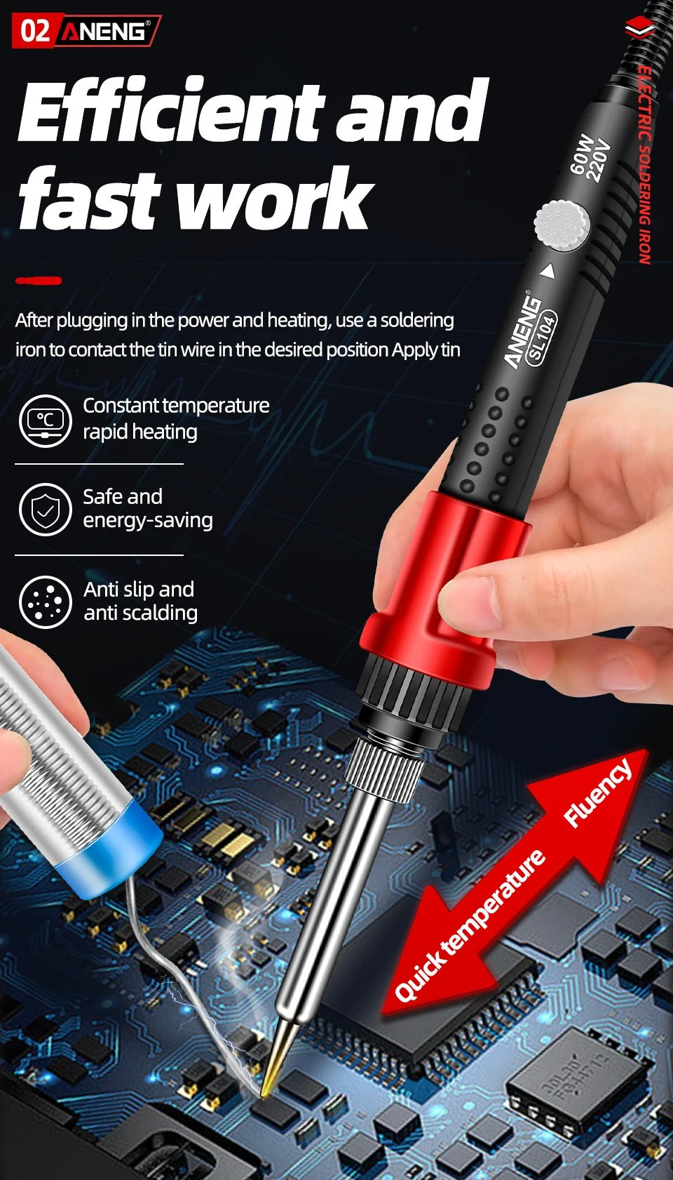 Aneng Electric Soldering Iron SL104 110V/220V, Adjustable Temperature Welding Pen