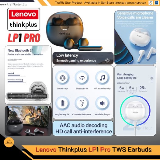 Lenovo LP1 Pro TWS Earphone Waterproof Sport Headsets Noise Reduction Earbuds TWS