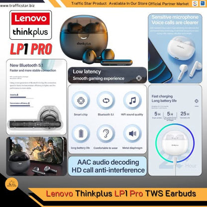 Lenovo LP1 Pro TWS Earphone Waterproof Sport Headsets Noise Reduction Earbuds TWS