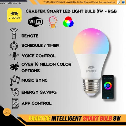 Crabtek Smart Bulb 9W - BT Controlled Smart Home Bulb