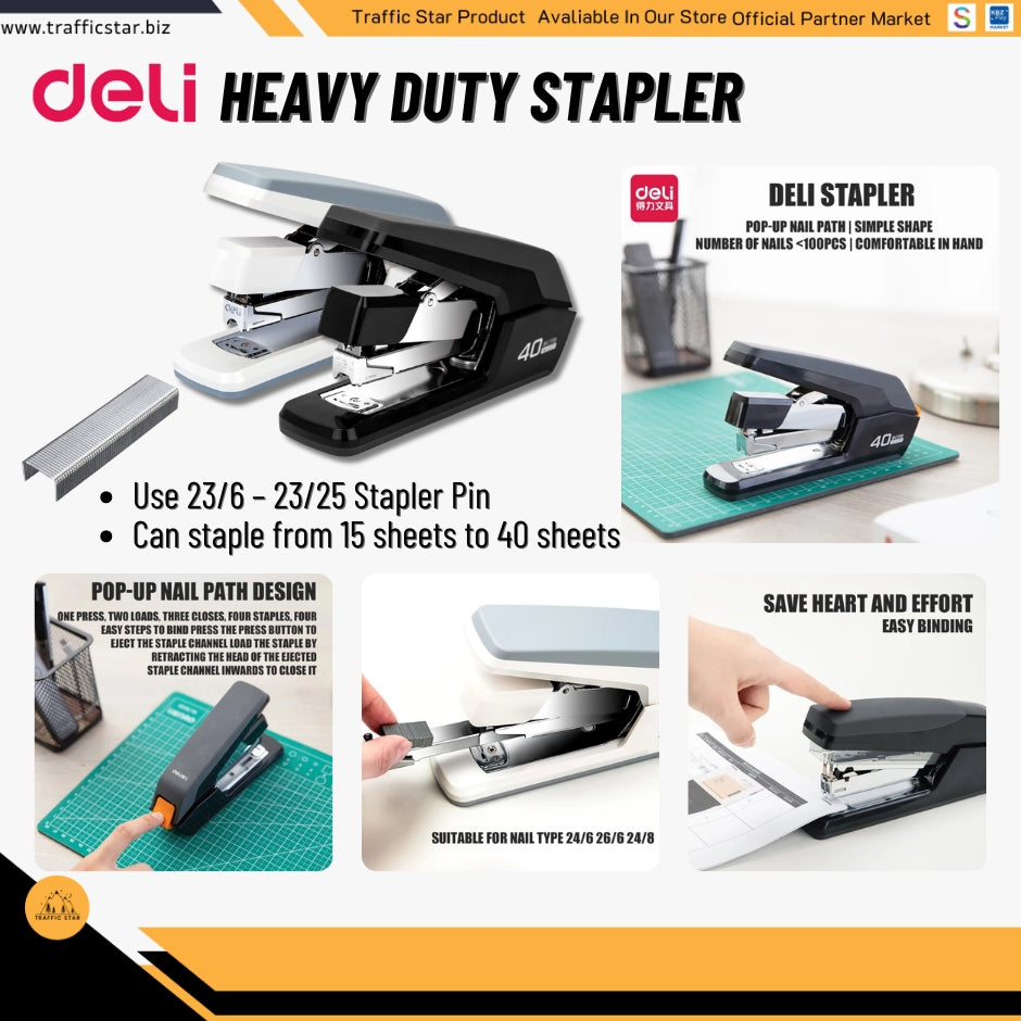 Deli 40 Sheets Heavy Duty Stapler Office Equipment