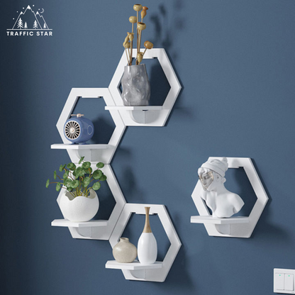 Wall shelf, no need to drill, adhesive type, plant shelf hexagon shape