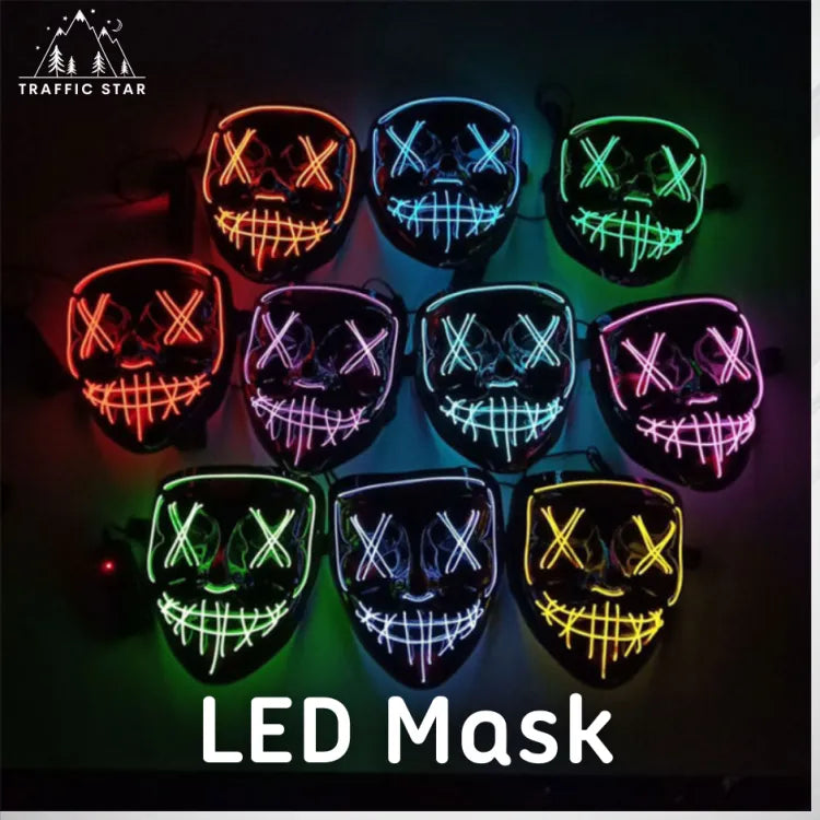 Halloween Mask with Ignition for Cosplay LED EL Wire Illuminated for Halloween Festival Party