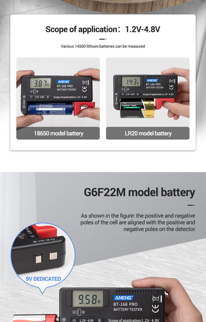 Battery Tester BT-168 Pro Digital Display Battery Meter 1.2-4.8V