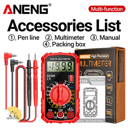 Aneng SZ308 Digital Multimeter Resistance Meter, AC/DC Current Meter LCD Backlight Ohm Square Wave Test
