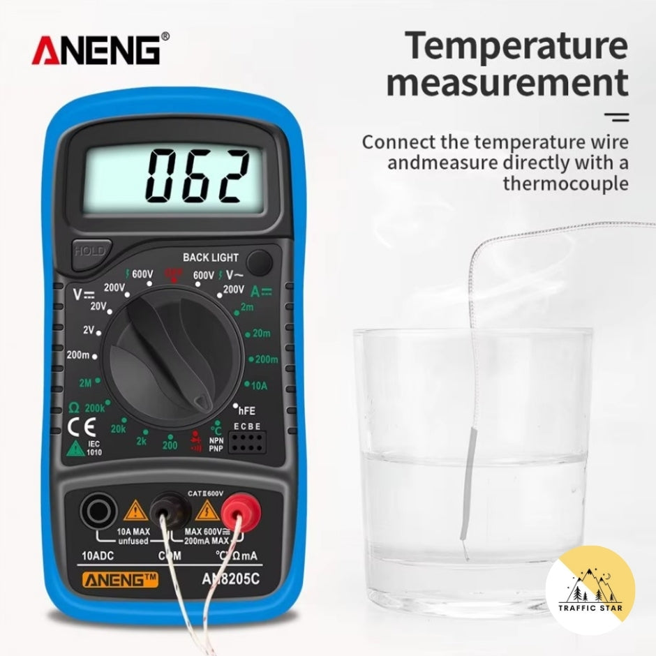 Aneng AN8205C Digital Multimeter AC/DC Ammeter Volt Ohm Multimeter Tester with LCD Backlight Portable