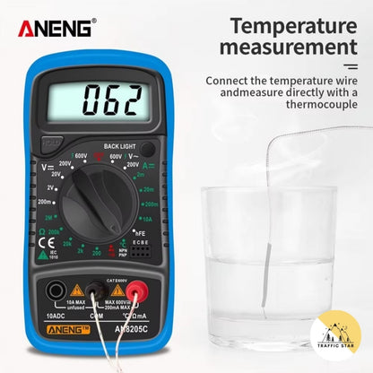 Aneng AN8205C Digital Multimeter AC/DC Ammeter Volt Ohm Multimeter Tester with LCD Backlight Portable