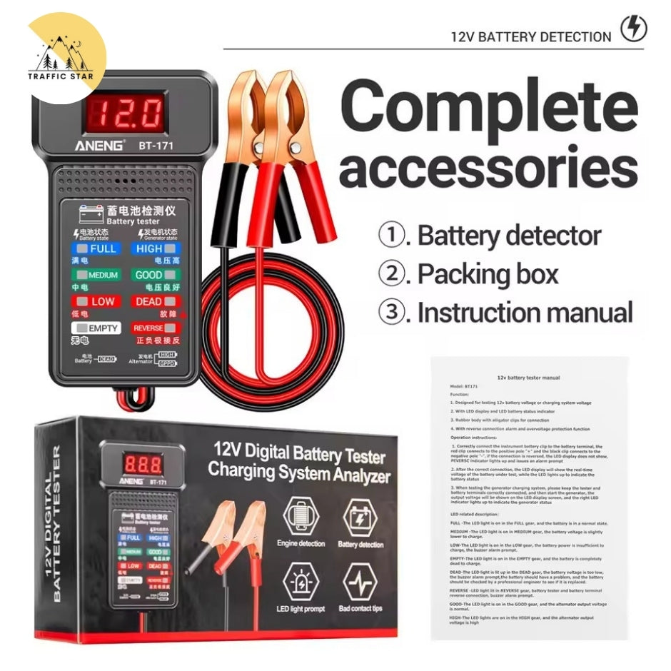 Battery Tester Monitor BT-171 Status Indicator Internal Resistance Capacity 12V Car Detector