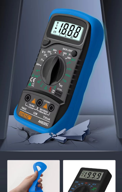 Aneng AN8205C Digital Multimeter AC/DC Ammeter Volt Ohm Multimeter Tester with LCD Backlight Portable