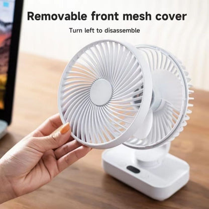 Mini Portable Table Fan LED Display Auto Rotating