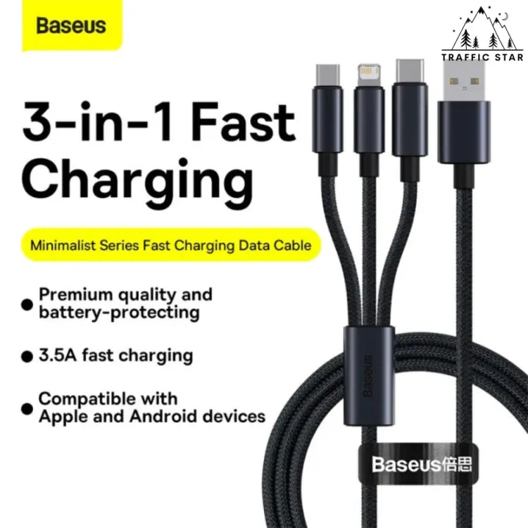 Baseus 3 in 1 USB Cable 3.5A Fast Charging