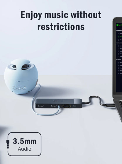 Lemorele USB-C Dock 10 Ports USB Type C to Dual HDMI 4K 30Hz VGA USB 3.0 Adapter PD100W SD Card Reader for MacBook