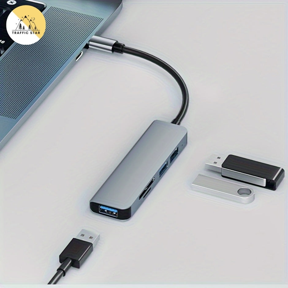 5 in 2 USB Hub Splitter With Card Reader TypeC and USB-A, USB3.0 Port