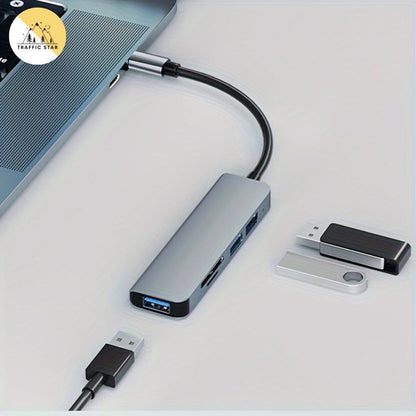 5 in 2 USB Hub Splitter With Card Reader TypeC and USB-A, USB3.0 Port