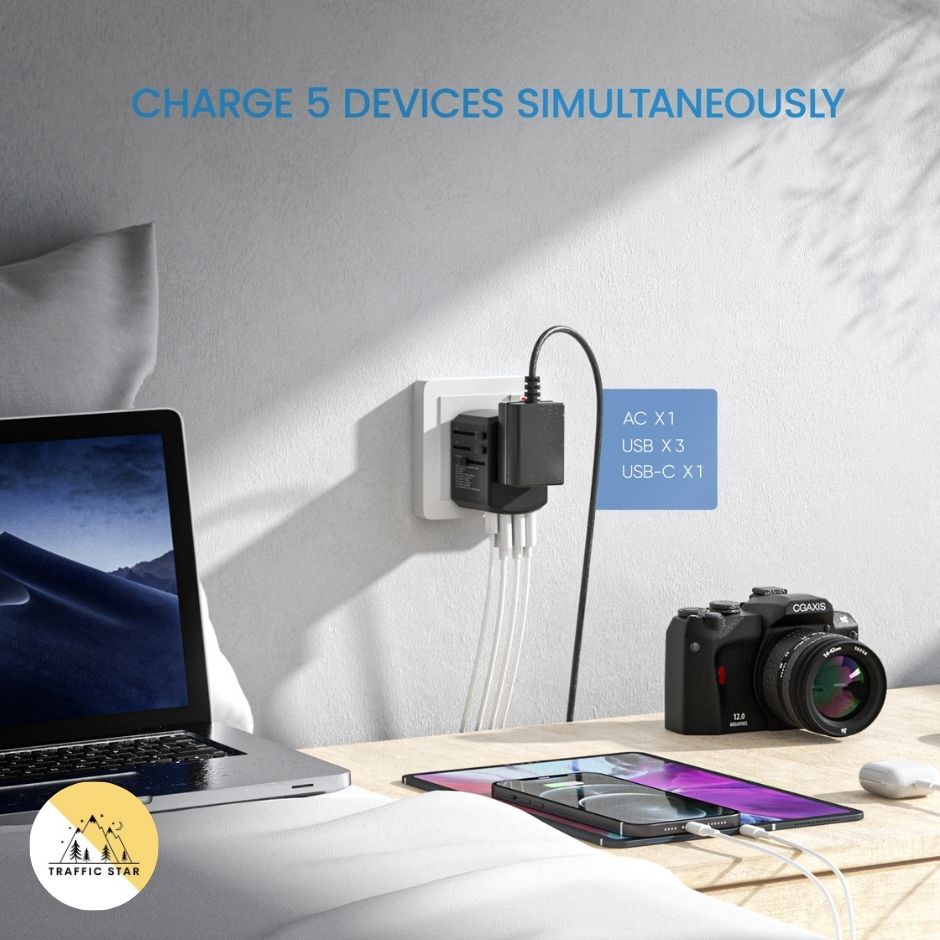 LENCENT Multi-function Universal Travel Adapter 1AC + 3 USB Ports and 1 Type C High Quality