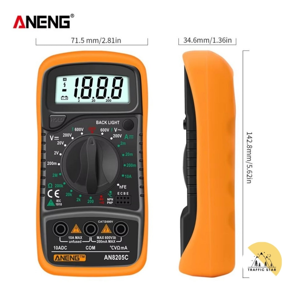 Aneng AN8205C Digital Multimeter AC/DC Ammeter Volt Ohm Multimeter Tester with LCD Backlight Portable
