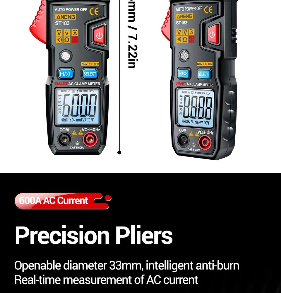 ANENG ST183 Digital Multimeter AC Current 6000 Counts True RMS DC/AC Voltage Tester Hz Capacitance NCV Ohm Test
