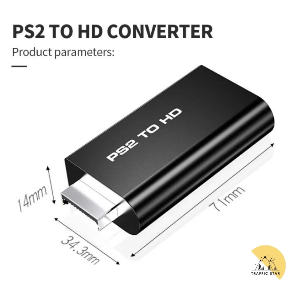 HDMI Video Converter Adapter with 3.5mm Audio Output + USB Cable for PS2 to HDMI