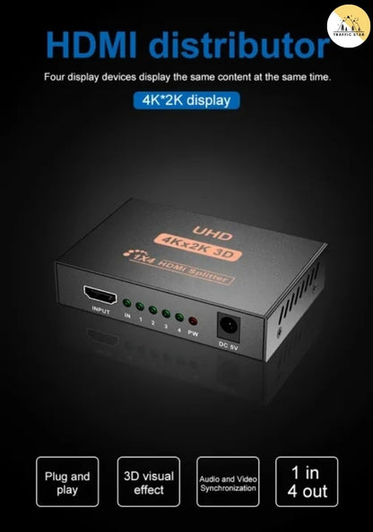 4K HDMI-Compatible 1080P Dual Display Converter 1x4 HDMI Splitter