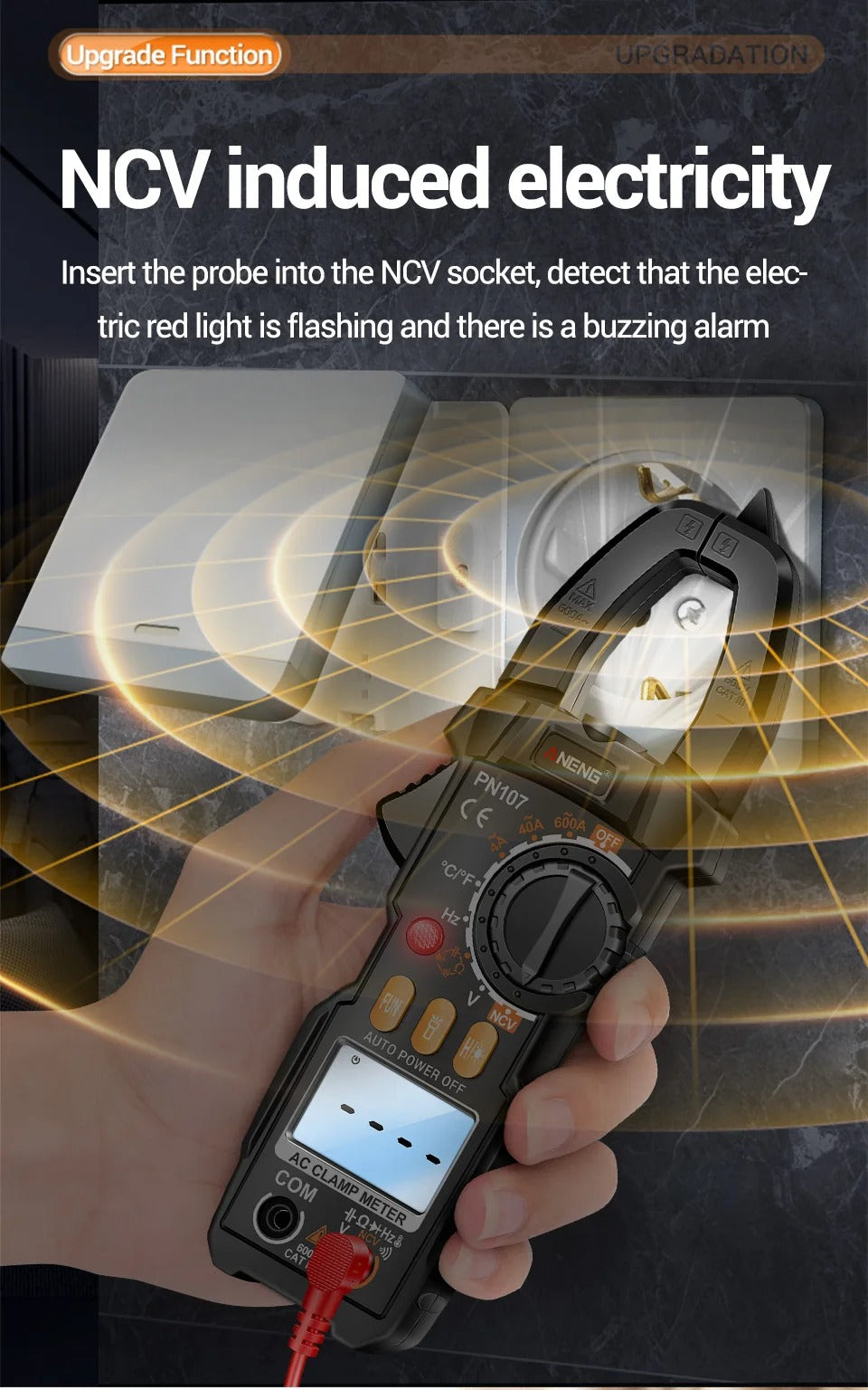 ANENG PN107 Digital Clamp Meter 600A AC Current Voltmeter Ammeter NCV Diode Temperature Frequency Professional Tool