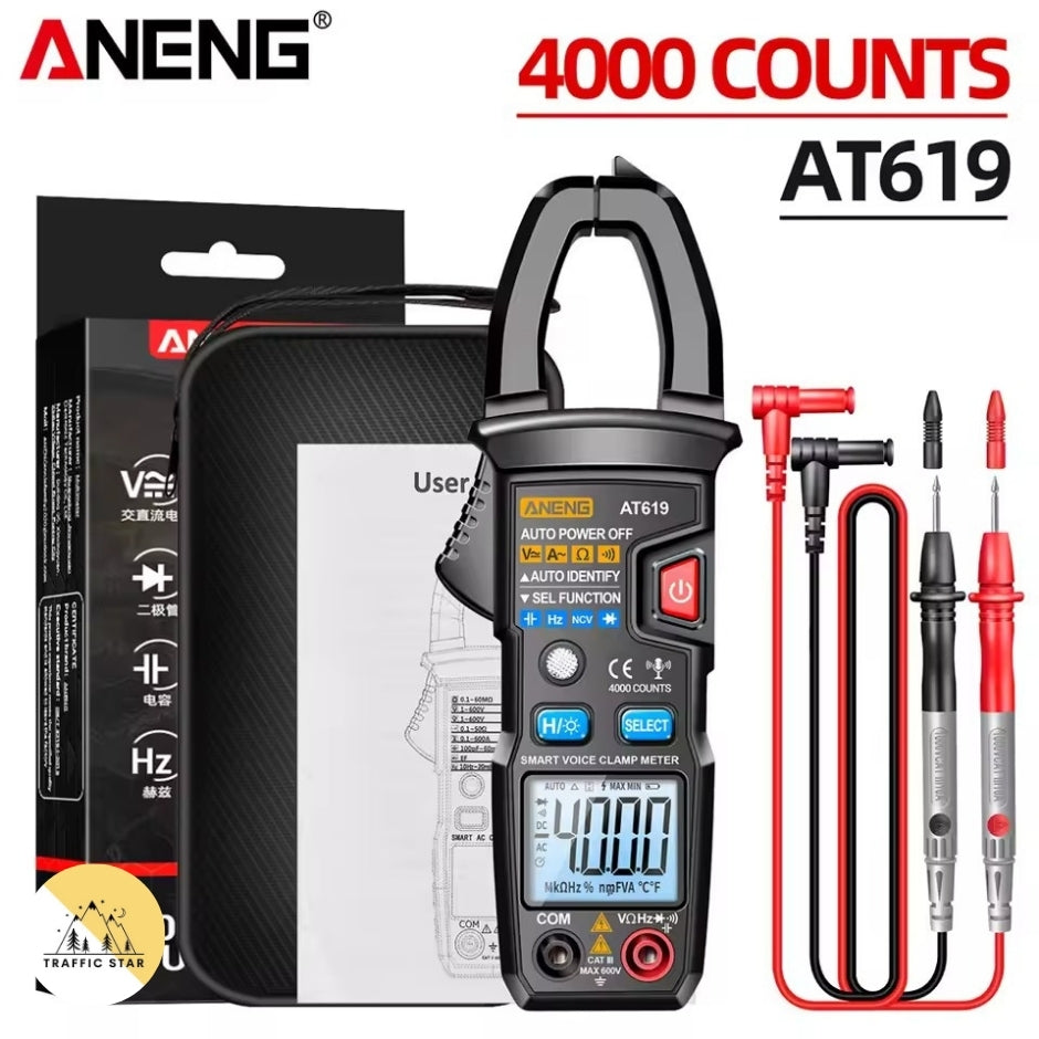 Aneng AT619 AC Voltage Meter, Current Tester Multimeter Ammeter Voltage Meter Car Capacitance Clamp Meter