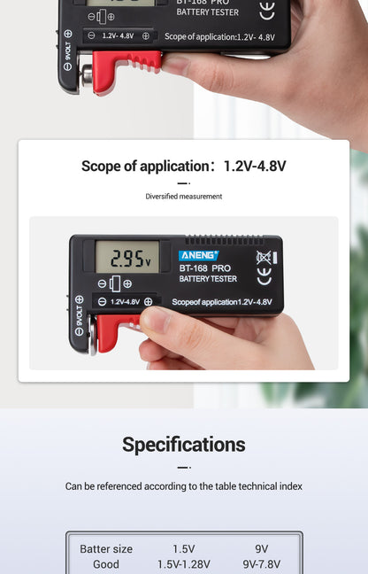 Battery Tester BT-168 Pro Digital Display Battery Meter 1.2-4.8V