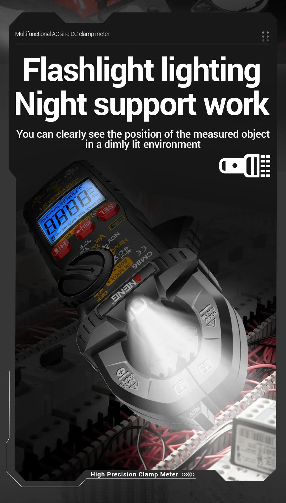ANENG CM86 Clamp Meter 600A AC/DC Voltage Diode Digital Multimeter NCV Voltage Detection Professional Electrician Tools